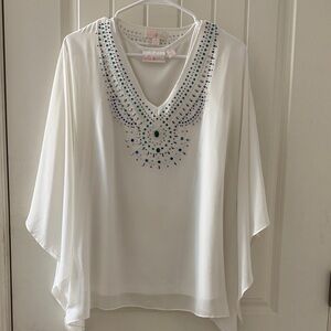 White Embellished Women's Top Belle Kim Grave beaded jewels 💎